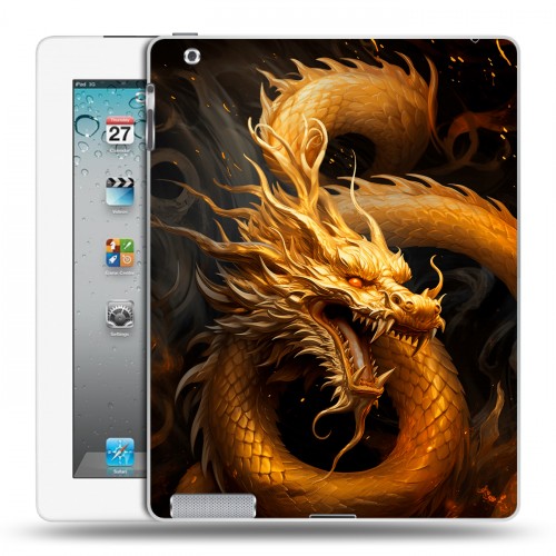 Дизайнерский пластиковый чехол для Ipad 2/3/4 Золотой дракон