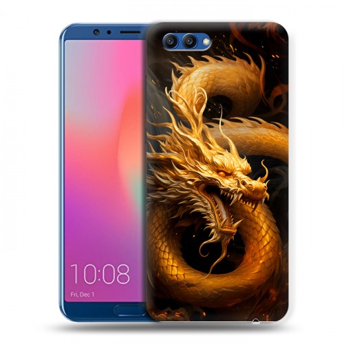 Дизайнерский пластиковый чехол для Huawei Honor View 10 Золотой дракон