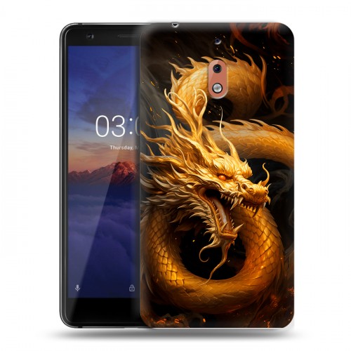 Дизайнерский силиконовый чехол для Nokia 2.1 Золотой дракон