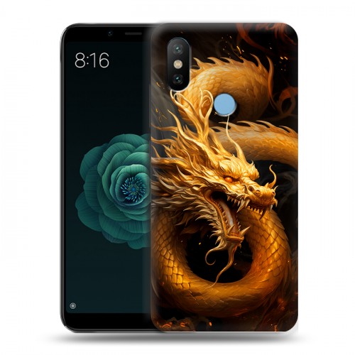 Дизайнерский силиконовый чехол для Xiaomi Mi A2 Золотой дракон