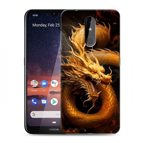 Дизайнерский силиконовый чехол для Nokia 3.2 Золотой дракон
