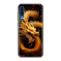 Дизайнерский силиконовый чехол для Samsung Galaxy A50 Золотой дракон