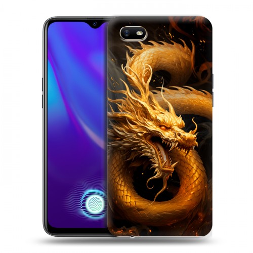 Дизайнерский пластиковый чехол для OPPO A1k Золотой дракон