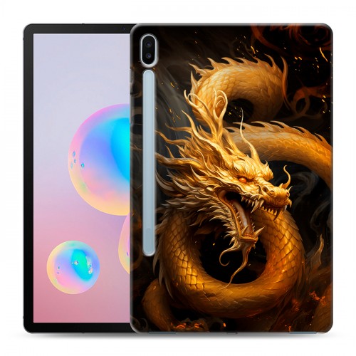 Дизайнерский силиконовый чехол для Samsung Galaxy Tab S6 Золотой дракон