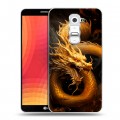 Дизайнерский пластиковый чехол для LG Optimus G2 Золотой дракон