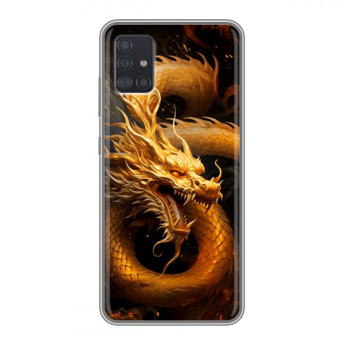 Дизайнерский силиконовый чехол для Samsung Galaxy A51 Золотой дракон