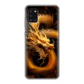 Дизайнерский силиконовый чехол для Samsung Galaxy A31 Золотой дракон