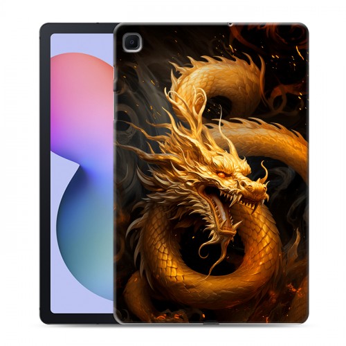 Дизайнерский силиконовый чехол для Samsung Galaxy Tab S6 Lite Золотой дракон