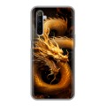 Дизайнерский силиконовый с усиленными углами чехол для Realme 6 Золотой дракон