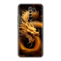 Дизайнерский силиконовый чехол для Xiaomi RedMi 9 Золотой дракон