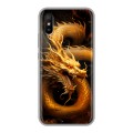Дизайнерский силиконовый чехол для Xiaomi RedMi 9A Золотой дракон