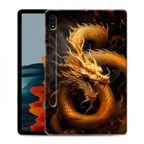 Дизайнерский силиконовый чехол для Samsung Galaxy Tab S7 Золотой дракон
