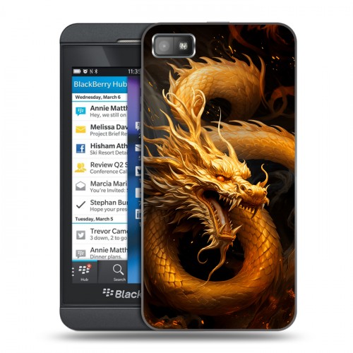 Дизайнерский пластиковый чехол для BlackBerry Z10 Золотой дракон