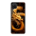 Дизайнерский силиконовый чехол для Samsung Galaxy A12 Золотой дракон