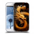 Дизайнерский пластиковый чехол для Samsung Galaxy Grand Золотой дракон