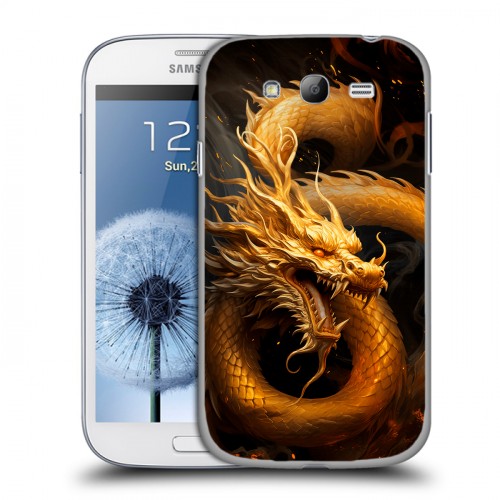 Дизайнерский пластиковый чехол для Samsung Galaxy Grand Золотой дракон