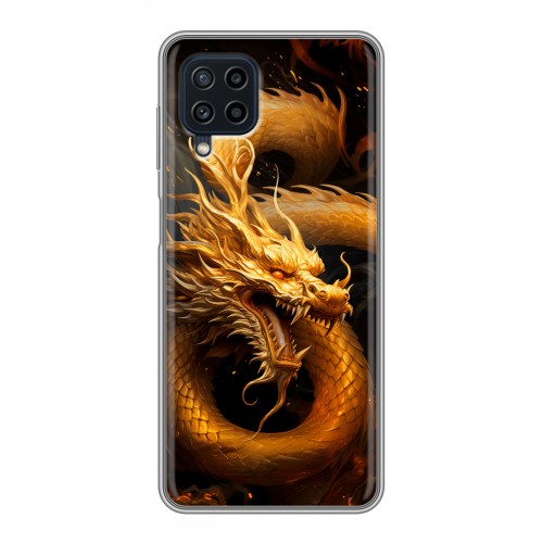 Дизайнерский силиконовый чехол для Samsung Galaxy A22 Золотой дракон