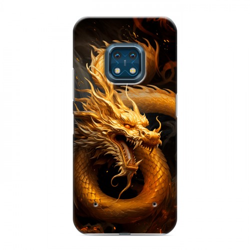 Дизайнерский силиконовый с усиленными углами чехол для Nokia XR20 Золотой дракон
