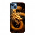 Дизайнерский силиконовый чехол для Iphone 13 Золотой дракон