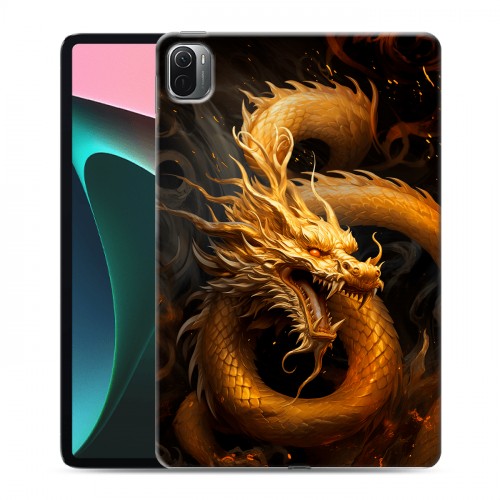 Дизайнерский силиконовый чехол для Xiaomi Pad 5 Золотой дракон
