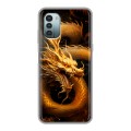 Дизайнерский силиконовый чехол для Nokia G11 Золотой дракон