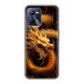 Дизайнерский силиконовый с усиленными углами чехол для Realme C35 Золотой дракон