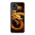 Дизайнерский силиконовый чехол для Realme C30 Золотой дракон
