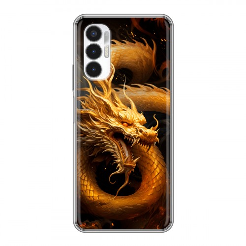 Дизайнерский силиконовый чехол для Tecno Pova 3 Золотой дракон