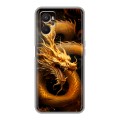 Дизайнерский силиконовый с усиленными углами чехол для OPPO A96 Золотой дракон