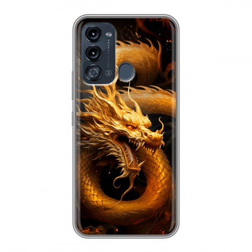 Дизайнерский силиконовый чехол для Itel Vision 3 Золотой дракон