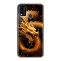 Дизайнерский силиконовый чехол для Itel A48 Золотой дракон