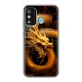 Дизайнерский силиконовый чехол для Itel A27 Золотой дракон