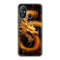 Дизайнерский силиконовый чехол для Itel A49 Золотой дракон