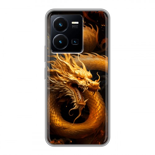 Дизайнерский силиконовый чехол для Vivo Y35 Золотой дракон