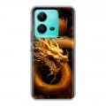 Дизайнерский силиконовый чехол для Vivo V25 Золотой дракон