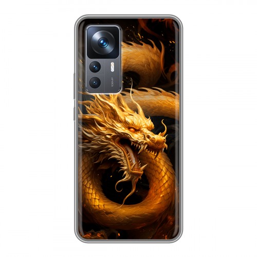 Дизайнерский силиконовый чехол для Xiaomi 12T Золотой дракон