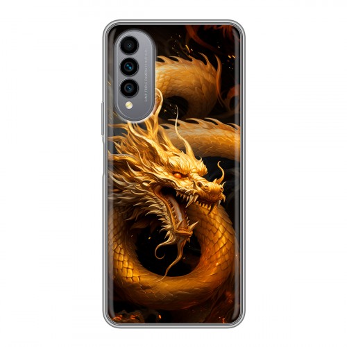 Дизайнерский силиконовый чехол для Wiko T50 Золотой дракон