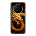 Дизайнерский силиконовый с усиленными углами чехол для Huawei Mate 50 Золотой дракон