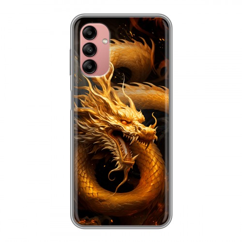 Дизайнерский силиконовый чехол для Samsung Galaxy A04s Золотой дракон