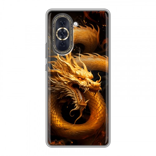 Дизайнерский силиконовый с усиленными углами чехол для Huawei Nova 10 Золотой дракон