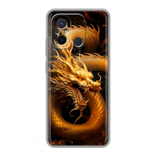 Дизайнерский силиконовый чехол для Xiaomi RedMi 12C Золотой дракон
