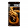 Дизайнерский силиконовый чехол для Google Pixel 7A Золотой дракон