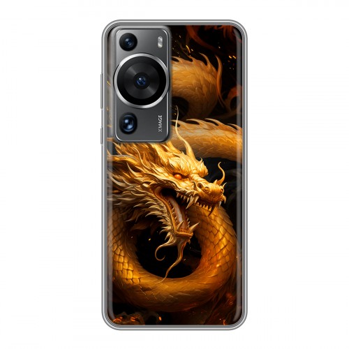 Дизайнерский силиконовый чехол для Huawei P60 Золотой дракон
