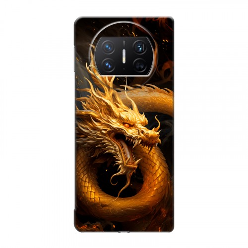 Дизайнерский пластиковый чехол для Huawei Mate X3 Золотой дракон