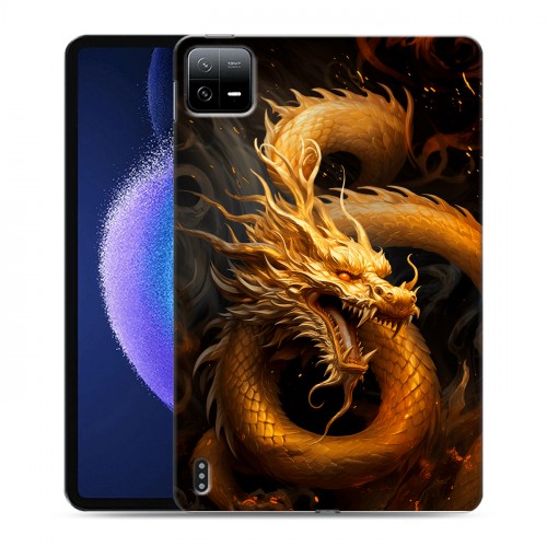 Дизайнерский силиконовый чехол для Xiaomi Pad 6 Золотой дракон