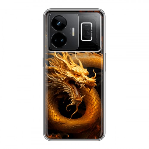 Дизайнерский силиконовый чехол для Realme GT3 Золотой дракон