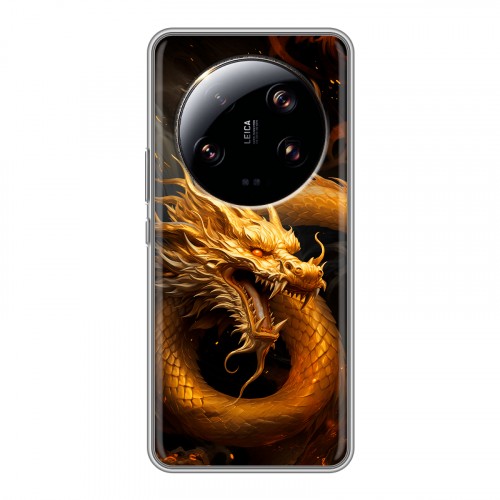 Дизайнерский силиконовый чехол для Xiaomi 13 Ultra Золотой дракон