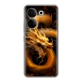 Дизайнерский силиконовый чехол для Tecno Camon 20 Золотой дракон