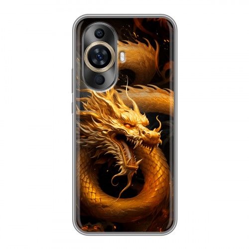 Дизайнерский силиконовый чехол для Huawei Nova 11 Золотой дракон