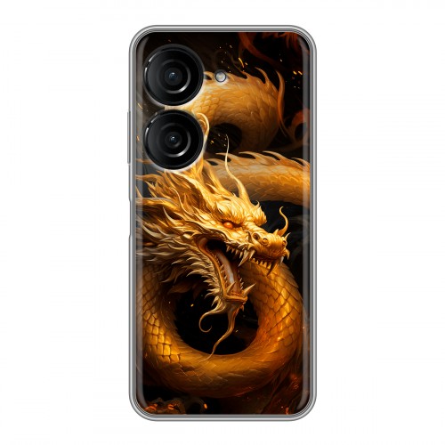 Дизайнерский силиконовый чехол для ASUS ZenFone 9 Золотой дракон